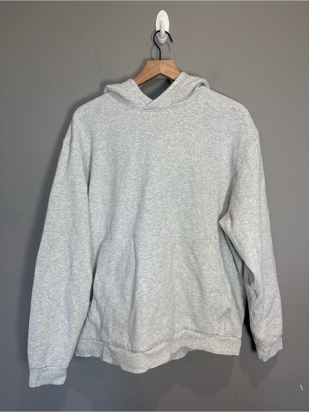 Lululemon Heathered Light Grey Pullover Hoodie Kangaroo Pocket XL